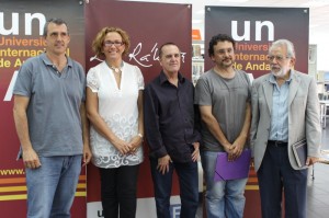 Patxo Tellería, Yolanda Pelayo, Juan Cobos Wilkins, Antonio Cuadri y Jaime de Vicente en la presentación del curso 'Miradas de cine'.