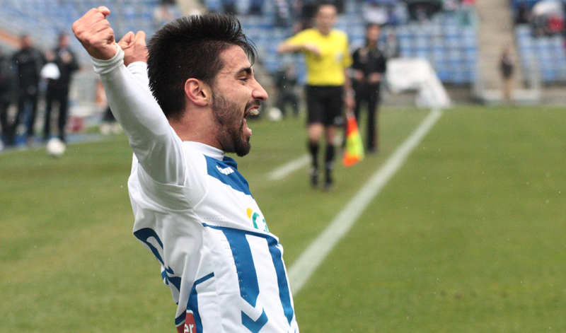 Los goles de Chuli están catapultando al Recre a la zona de promoción de ascenso. / Foto: Josele Ruiz.