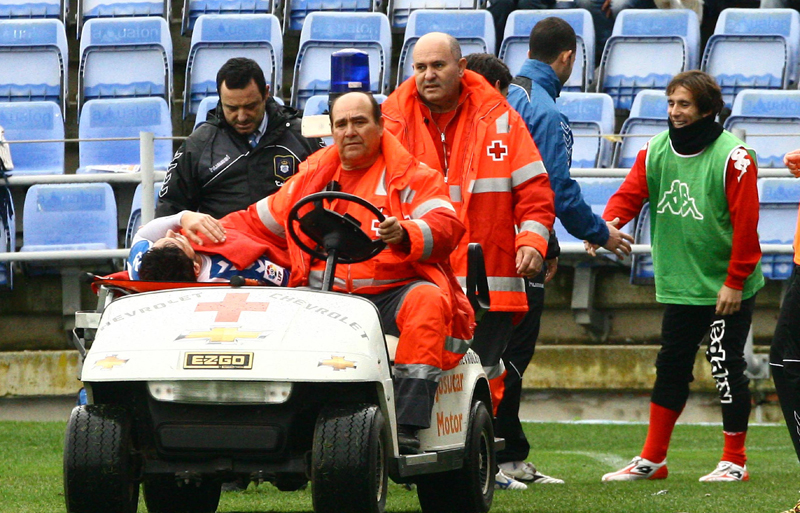 Zamora se lesionó en el partido ante el Xerez el pasado mes de enero. / Foto: Josele Ruiz.