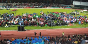 Los más de 4.000 niños participantes estuvierom en la ceremonia de inauguración.