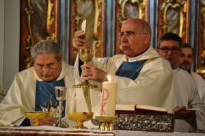 El obispo, durante la misa de acción de gracias por el Papa Francisco.