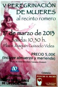 Cartel de la Peregrinación de Mujeres al Recinto Romero de Punta Umbría.