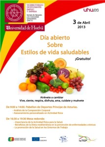 Cartel Día abierto sobre Estilos de vida saludables.