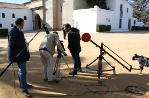 Un momento del rodaje del video de Huelva Buenas Noticias.