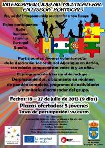 Cartel Intercambio Juvenil Europeo