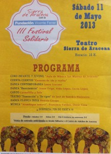 Cartel del Festival Solidario en el Teatro Sierra de Aracena.