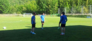 El campo Flor del Sil fue el escenario del entrenamiento del Recre.