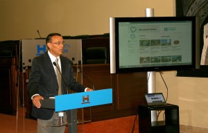 Ignacio Caraballo presidente de la Diputación de Huelva, durante la presentación de la página web.