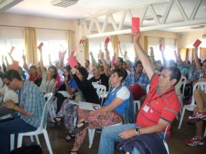 Participantes en la asamblea provincial de IU Huelva