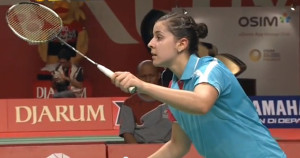 Carolina Marín realizó un buen partido ante la india Saina Nehwal, pese a perder.