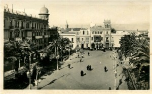 Imagen de la Plaza de las Monjas que viajó en el Zeppelin hacía Alemania, que ilustra el ambiente de aquella época en nuestra ciudad