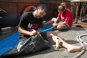 Los onubenses trabajaron duro y aprendieron mucho durante la travesía.