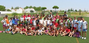 Participantes en el taller de rugby.