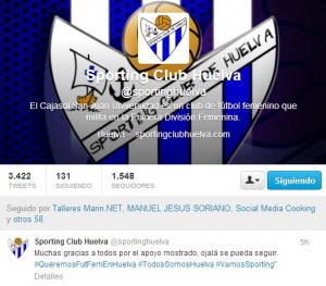 Agradecimiento Sporting Huelva en Twitter