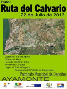 Cartel de la primera ruta nocturna del verano 2013 en Ayamonte.