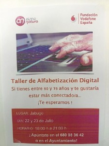 Cartel anunciador del taller de alfabetización.