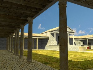 Reconstrucción virtual del foro desde el pórtico doble.