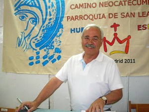 Celestino Gómez, responsable de la Parroquia San Leandro en la caseta 'Los Peregrinos'. 