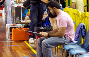 Hugo Pinto, durante uno de los partidos del equipo de Huelva.