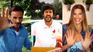 Fernando Tejero y Laura Sánchez con el joven de la Cruz Roja que hila el vídeo de la campaña.