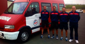 Los cuatro bomberos onubenses que participan en el Mundial.