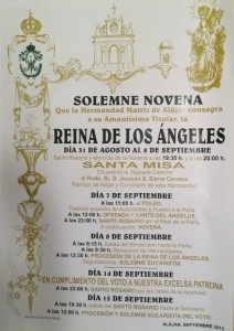 Cartel de cultos de la romería.