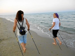 Nordic walking por la playa.