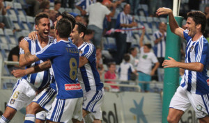 Montoro y Jonathan Valle se unieron el viernes a la lista de goleadores del Recre. / Foto: Josele Ruiz.