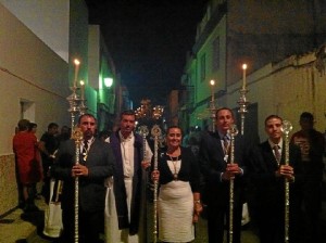 Un momento de la procesión extraordinaria en Isla Cristina.