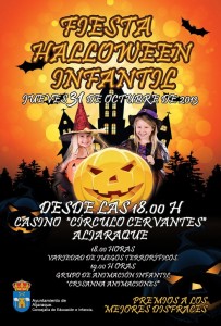 Cartel de la Fiesta Infantil de Hallowen en Aljaraque.