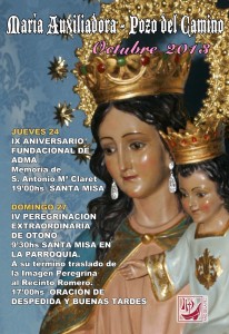 La peregrinación se llevará a cabo el domingo 27 de octubre. 