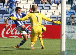 Joselu está recuperado de sus problemas de rodilla tras un choque con Miño. / Foto: Josele Ruiz.