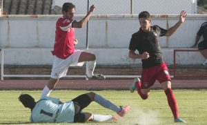 Caye Quintana, uno de lo delanteros más incisivos en el partido en San Roque. / Foto: P. Guerrero.