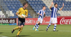 Rubén se perfila como el meta del Recre en el duelo copero ante el Lugo. / Foto Josele Ruiz.