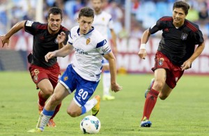 Joselu salió en el segundo tiempo en el partido ante el Zaragoza tras la lesión de Linares. / www.realzaragoza.com.