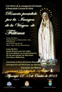 Cartel de la salida de la Virgen de Fátima en Aljaraque.