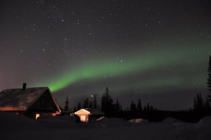 Vista de las auroras boreales en Kiruna.