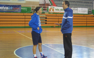 Nina Bogicevic y Gabriel Carrasco, en el entrenamiento del jueves.