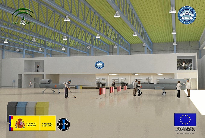 Recreación de uno de los hangares. / Fuente: INTA