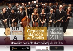 La Orquesta Barroca de Sevilla actuará el 3 de diciembre en Moguer.