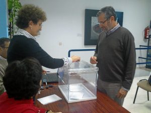 El presidente de la Demarcación, Rafael Terán, durante la votación.