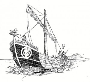 Ilustración del barco que aparece en la novela. 