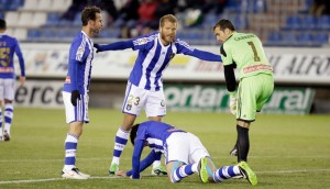 En los últimos minutos el Recre supo perder tiempo y parar el partido. / Foto: Heraldo de Soria.