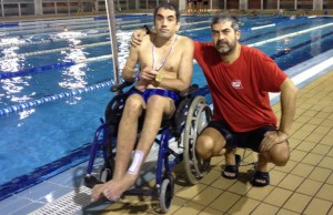 Rafael Sierra, junto a su entrenador Rafa Infante.