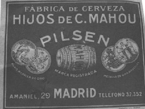 Etiqueta de la fábrica de Mahou en Madrid. / Foto: Archivo de Antonio Mira. 