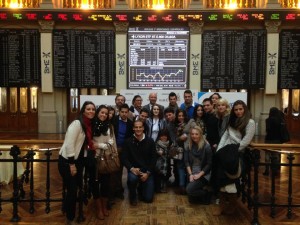 Los alumnos onubenses en la Bolsa de Madrid. 