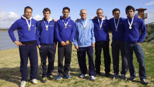 Los medallistas del CD Abedul de Aljaraque en la prueba celebrada en Puerto Real.