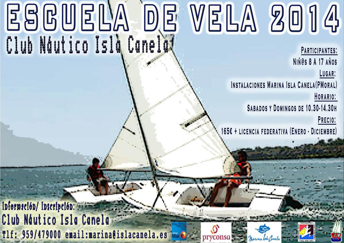 Cartel anunciador de la puesta en marcha de la Escuela de Vela en Ayamonte.