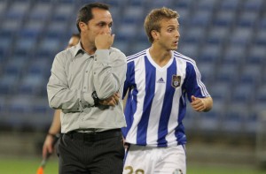 El centrocampista Jorge Merino, uno canteranos convocados por Sergi. / Foto: Josele Ruiz.