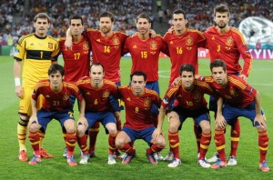 La Selección Española de Fútbol, en el Europeo de 2012.